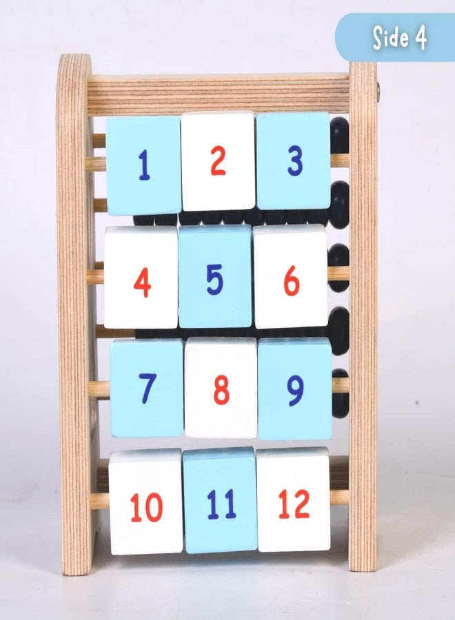The Funny Mind 4-in-1 Activities Natural Birchwood Wooden Toy for Kids - Montessori Educational Counting & Math Learning Toy for Preschool Children, Develops Hand-Eye Coordination & Fine Motor Skills - Image 5